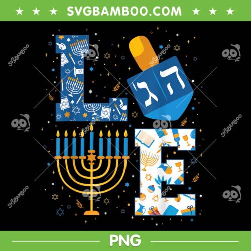 Hanukkah Love With Menorah PNG, Jewish Christmas Holiday PNG, Happy Hanukkah PNG