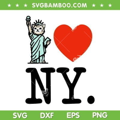 I Really Heart Love New York SVG PNG, Statue Of Liberty Cat SVG, Cat Love NY DXF SVG PNG EPS