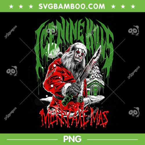 Ice Nine Kills Merry Axe Mas PNG, Scary Santa Claus Skeleton PNG, Merry Xmas Holiday PNG