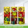In My Grinchmas Eras Tumbler Wrap PNG, 3D Inflated Grinch Christmas Eras 20oz Skinny Tumbler Template PNG