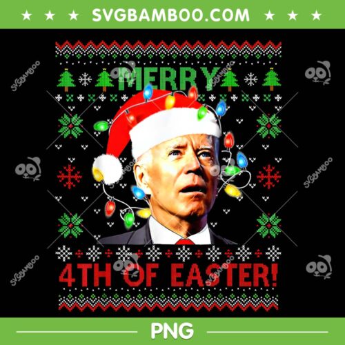 Joe Biden Merry Christmas Confused PNG, 4th Of Easter Santa Joe Biden PNG, Biden Ugly Christmas PNG