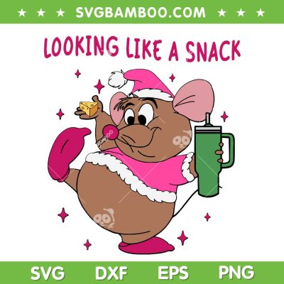 Looking Like A Snack SVG PNG, Funny Mouse Santa Stanley Tumbler SVG, Christmas Pink Mouse DXF SVG PNG EPS