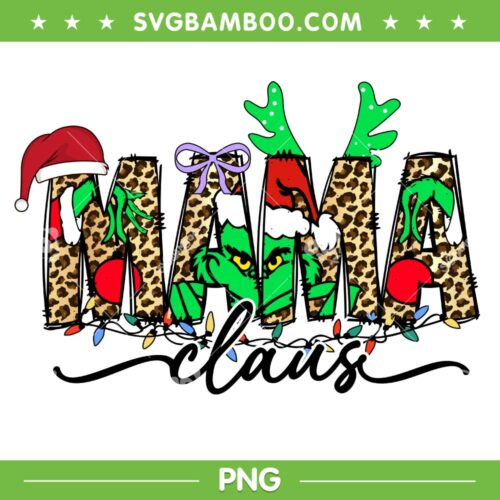 Mama Claus Leopard PNG, Mama Christmas Leopard PNG, Santa Grinch Face PNG
