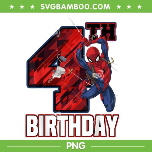 Marvel Spider Man Web 4th Birthday PNG, Birthday 4 Years Old Spiderman PNG, Superhero Birthday PNG