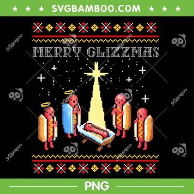 Merry Glizzmas Tacky PNG, Funny Hot Dogs Merry Christmas PNG, Merry Glizz Ulgy Christmas PNG