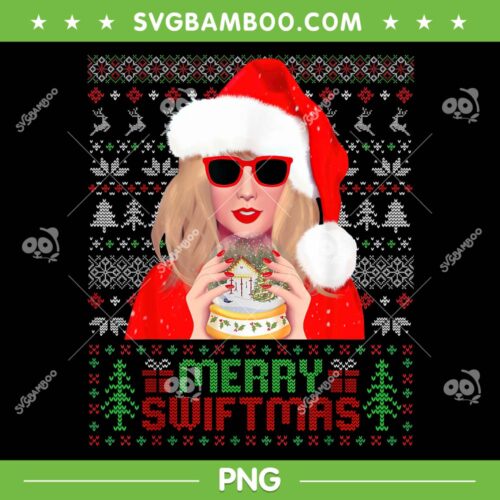 Merry Swiftmas Era Ugly Sweater PNG, Taylor Swift Christmas Xmas Holiday PNG, Merry Christmas Girl Santa PNG