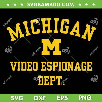 Michigan Video Espionage SVG PNG, M Video Espionage Dept SVG, Michigan Wolverines Yellow DXF SVG PNG EPS