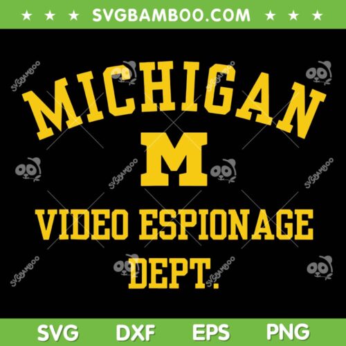 Michigan Video Espionage SVG PNG, M Video Espionage Dept SVG, Michigan Wolverines Yellow DXF SVG PNG EPS