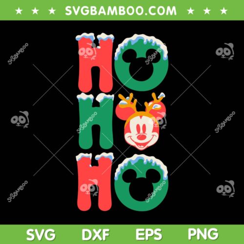 Mickey Mouse Ho Ho Ho SVG PNG, Disney Mouse Snowy Christmas SVG, Mickey Christmas HoHoHo DXF SVG PNG EPS