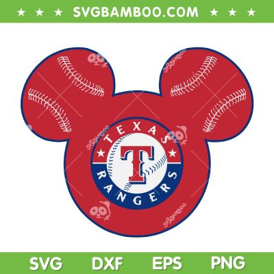 Mickey Mouse Rangers SVG PNG, Disney Mouse Texas Rangers Baseball SVG, Texas Rangers Logo DXF SVG PNG EPS
