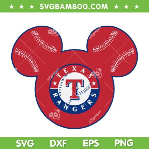 Mickey Mouse Rangers SVG PNG, Disney Mouse Texas Rangers Baseball SVG, Texas Rangers Logo DXF SVG PNG EPS