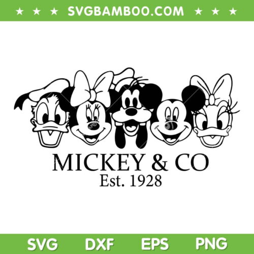 Mickey And Friends SVG PNG, Mickey And Co Est 1928 SVG, Disney Since 1928 DXF SVG PNG EPS