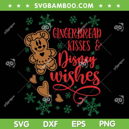 Minnie Mouse Gingerbread Kisses Disney Wishes SVG, Gingerbread Heart Christmas SVG, Gingerbread Girl DXF SVG PNG EPS