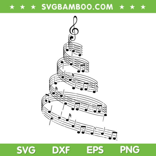 Music Note Christmas Tree SVG PNG, Christmas Tree With Music Notes SVG, Music Christmas DXF SVG PNG EPS