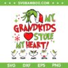 My Grandkids Stole My Heart SVG PNG, Hank Frank James Olivia Lena Grinch Face SVG, Grinch Christmas Ornament DXF SVG PNG EPS
