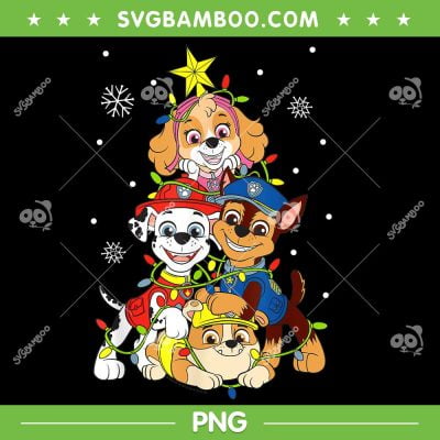 Paw Patrol Christmas Tree PNG, Sky Chase Christmas PNG, Paw Patrol Santa Christmas PNG