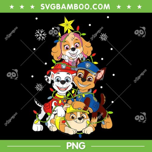 Paw Patrol Christmas Tree PNG, Sky Chase Christmas PNG, Paw Patrol Santa Christmas PNG