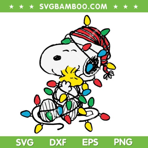 Peanuts Snoopy Christmas Lights SVG PNG, Cute Snoopy Christmas SVG, Funny Peanuts Christmas DXF SVG PNG EPS