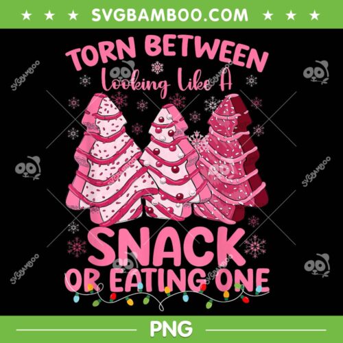 Pink Torn Between Looking Like A Snack Or Eating One Christmas PNG, Pink Christmas Tree Cakes PNG, Funny Christmas Cake PNG
