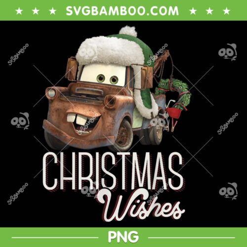 Pixar Cars Tow Mater Christmas Wishes PNG, Disney Pixar Cars Merry Christmas PNG, Christmas Wishes PNG