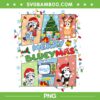 Retro Bluey Merry Christmas 2023 PNG, Bluey And Bingo Christmas Lights PNG, Merry Blueymas PNG