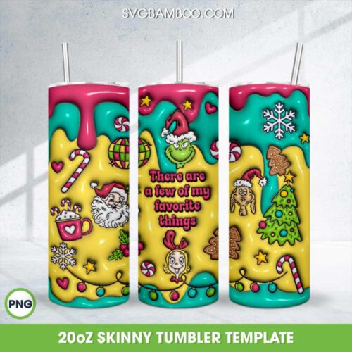 Retro Groovy Grinch Santa 3D Inflated Tumbler Wrap PNG, Grinch Christmas Quote 20oz Skinny Tumbler Template PNG