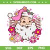 Retro Santa Xmas Tree Cake SVG PNG, Pink Santa Claus Flowers SVG, Vintage Pink Christmas DXF SVG PNG EPS