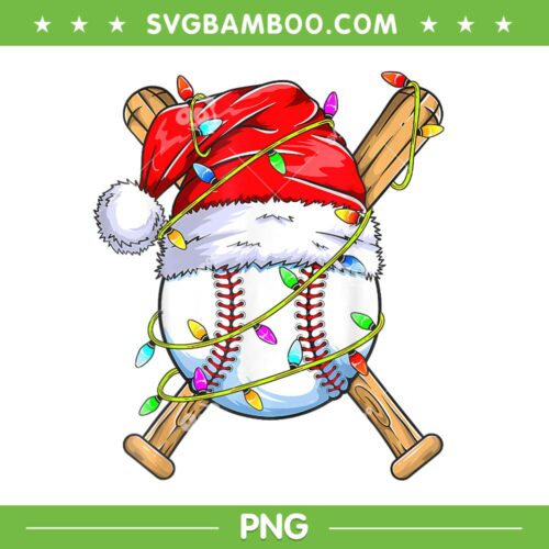 Santa Baseball PNG, Funny Christmas Baseball Player PNG, Sport Baseball Santa Hat PNG