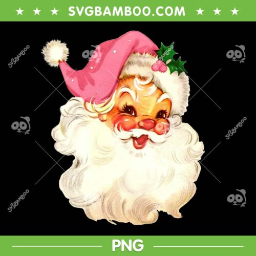 Santa Claus Baby Pink PNG, Christmas Face Old Santa Vintage PNG, Sata Pink Baby PNG