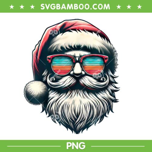 Santa Face Retro Sunglasses PNG, Santa Art Christmas Xmas PNG, Santa Face Sunglasses PNG