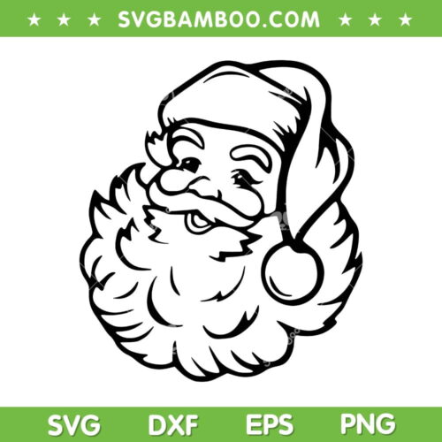 Santa Face Vintage SVG PNG, Smiling Santa Claus Head SVG, Santa Claus Face DXF SVG PNG EPS