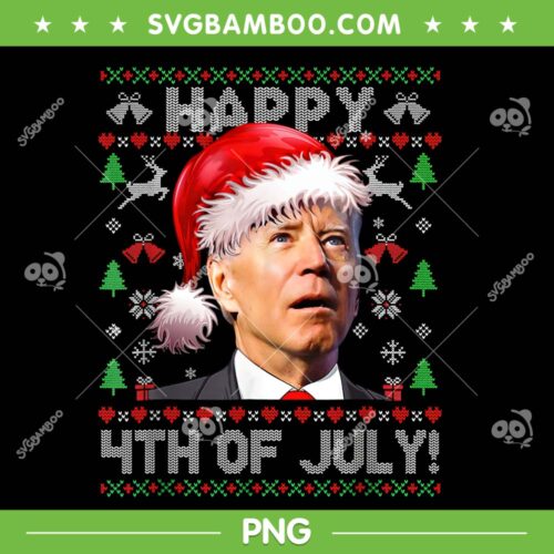 Santa Joe Biden Happy 4th Of July PNG, Funny Biden Ugly Christmas PNG, Joe Biden Santa Christmas PNG