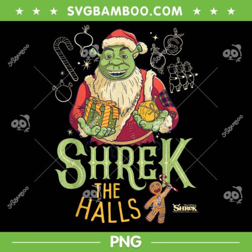 Shrek The Halls Gingy PNG, Funny Shrek Santa Christmas PNG, Movies Christmas PNG