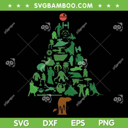 Star Wars Christmas Tree SVG PNG, Star Wars Characters Merry Christmas SVG, Christmas Tree Characters DXF SVG PNG EPS