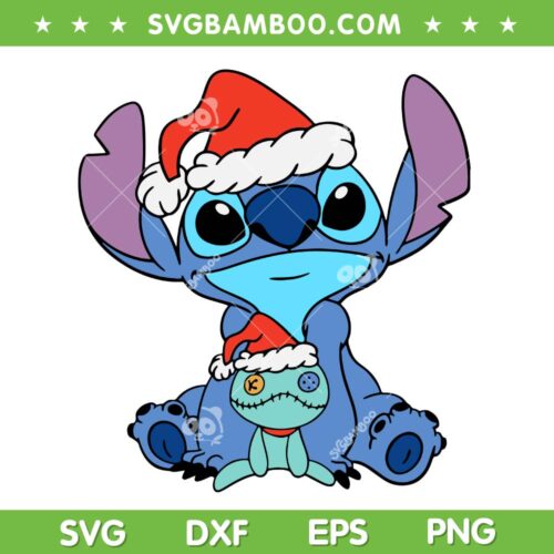 Stitch Christmas Hat Tangled SVG PNG, Disney Lilo And Stitch Merry Christmas SVG, Stitch Santa Hat DXF SVG PNG EPS