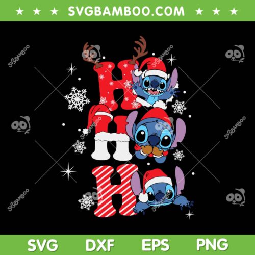 Stitch Ho Ho Ho Christmas SVG PNG, Blue Alien Santa Hat SVG, Christmas Santa Stitch DXF SVG PNG EPS