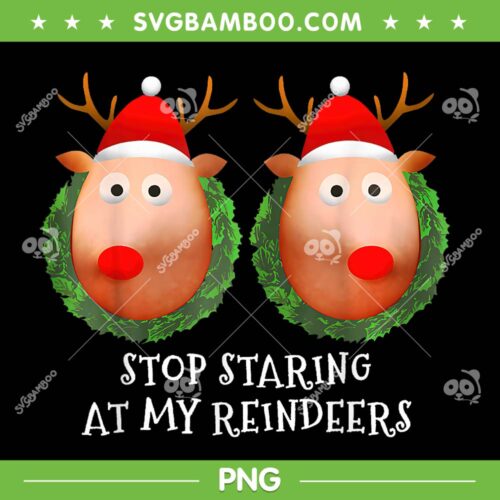 Stop Staring At My Reindeers Boobs PNG, Funny Reindeers Boobs PNG, Cute Reindeer Christmas PNG