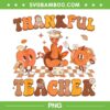 Thankful Teacher Retro Groovy PNG, Thanksgiving Fall Teacher PNG, Thankful Teacher Turkey PNG