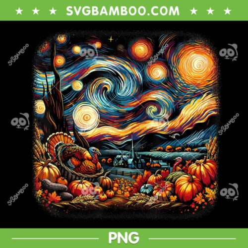 Thanksgiving Turkey Harvest Starry Night Van Gogh PNG, Starry Night Pumpkin PNG, Pumpkin Thanksgiving PNG
