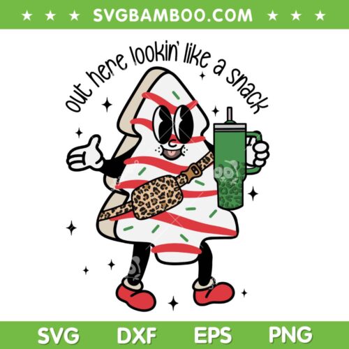 Tree Cake Stanley Tumbler And Bag Leopard SVG, Out Here Lookin' Like A Snack Boojee SVG, Funny Christmas Tree Cake DXF SVG PNG EPS