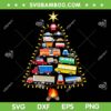 Trucks Christmas Tree SVG PNG, Funny Contruction Excavator Christmas Tree Lights SVG, Christmas Truck DXF SVG PNG EPS