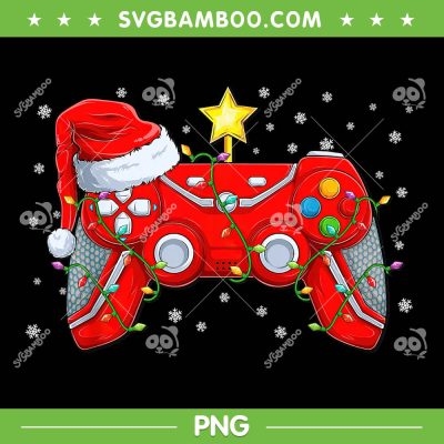 Video Game Controller Christmas Santa Hat PNG, Gamer Boys Xmas PNG, Christmas Game Controller PNG