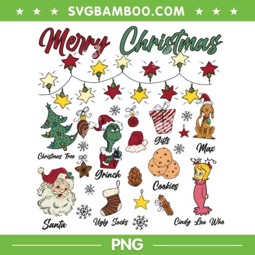 Whoville Grinch Merry Christmas PNG, Santa Grinch Decor PNG, Christmas Characters PNG