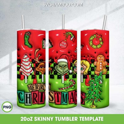 Whoville Merry Christmas 3D Inflated Tumbler Wrap PNG, Retro Christmas Whoville 20oz Skinny Tumbler Template PNG Whoville Merry Christmas 3D Inflated Tumbler Wrap PNG, Retro Christmas Whoville 20oz Skinny Tumbler Template PNG