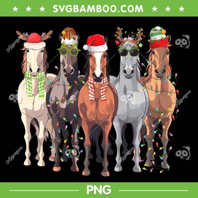 Horses Christmas Santa Hat PNG, Horses With Santa Hat PNG, Christmas Farm Animals PNG