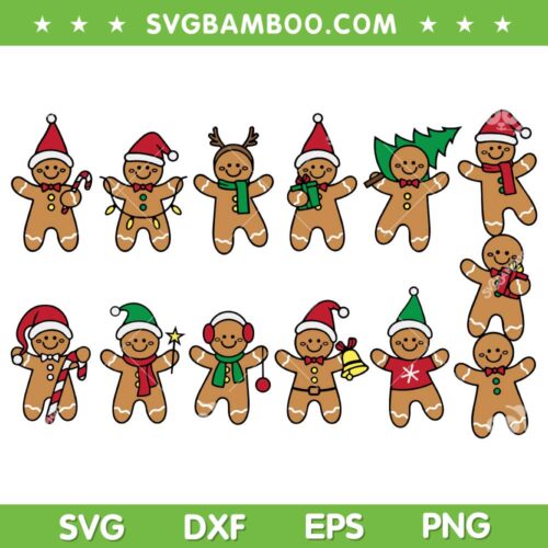 Сhristmas Gingerbread Man SVG Bundle, Santa Gingerbread Man SVG Bundle, Cute Christmas DXF SVG PNG EPS