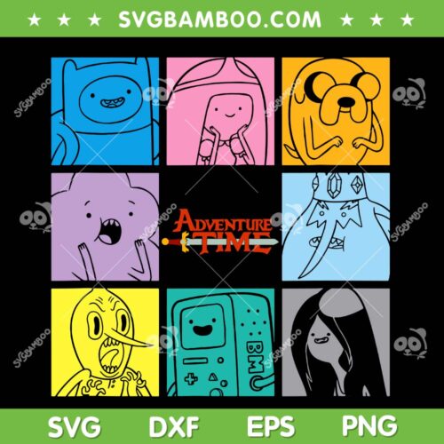 Adventure Time Character Grid SVG PNG, Adventure Time Pixel SVG, American Fantasy Animated DXF SVG PNG EPS