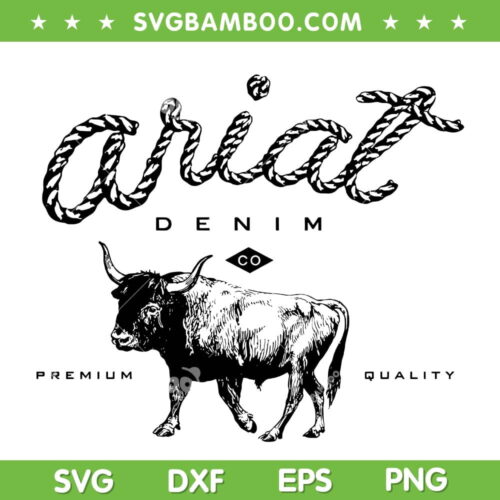 Ariat Denim Bull Western Flair SVG PNG, Country Music Vintage America SVG, Vintage Inspired DXF SVG PNG EPS