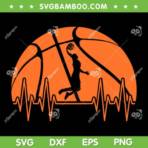 Basketball Heartbeat SVG PNG, Basketball Player SVG, Basketball Fans Lover DXF SVG PNG EPS
