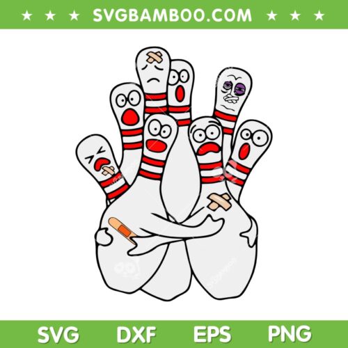 Cartoon Bowling Scared SVG PNG, Funny Bowling Pins SVG, Bowling Pins Scared DXF SVG PNG EPS